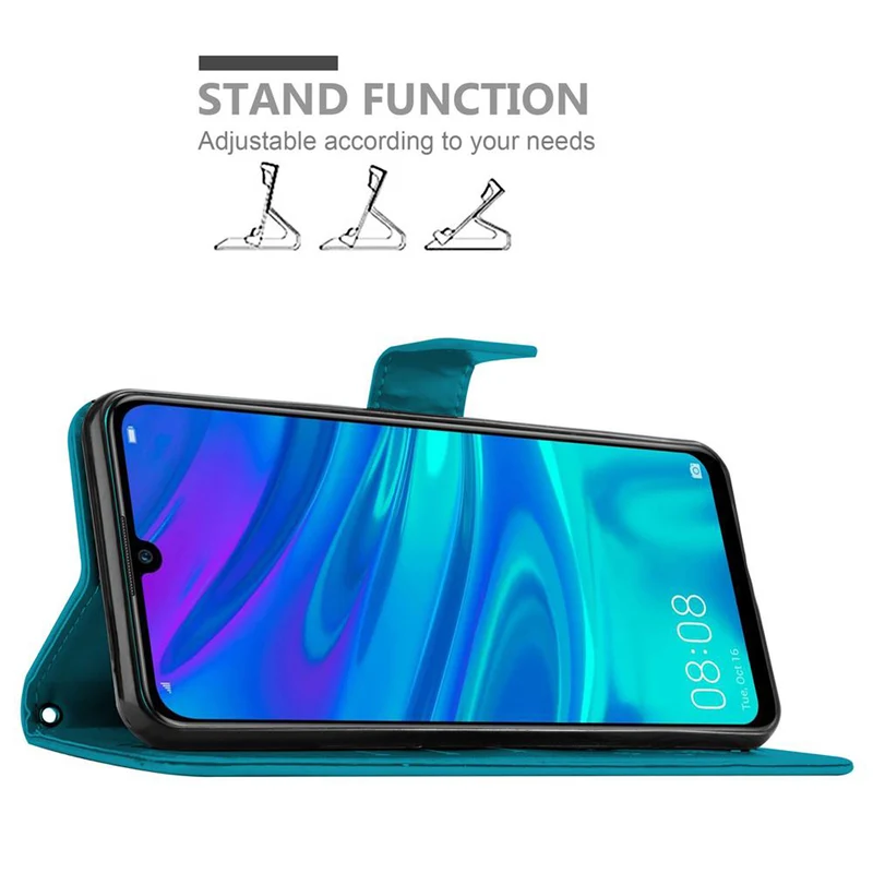 Cadorabo Hülle kompatibel mit Honor 10 LITE / Huawei P SMART 2019 Schutzhülle im Blumen Design mit Magnetverschluss, Standfunktion und Kartenfächern