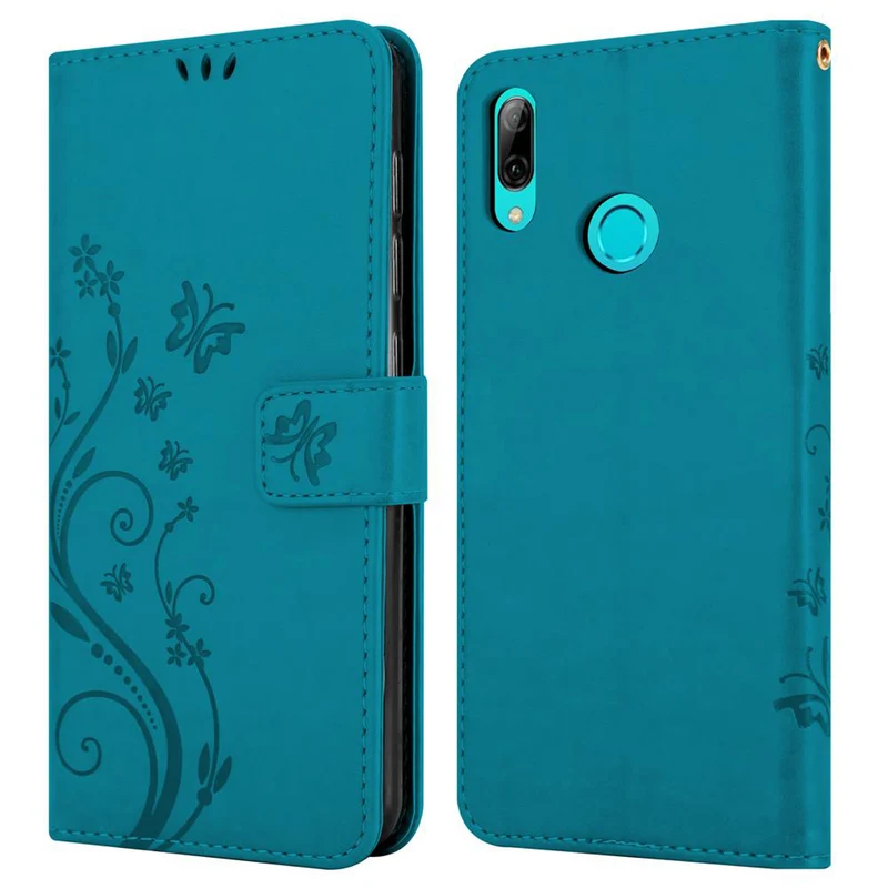 Cadorabo Hülle kompatibel mit Honor 10 LITE / Huawei P SMART 2019 Schutzhülle im Blumen Design mit Magnetverschluss, Standfunktion und Kartenfächern