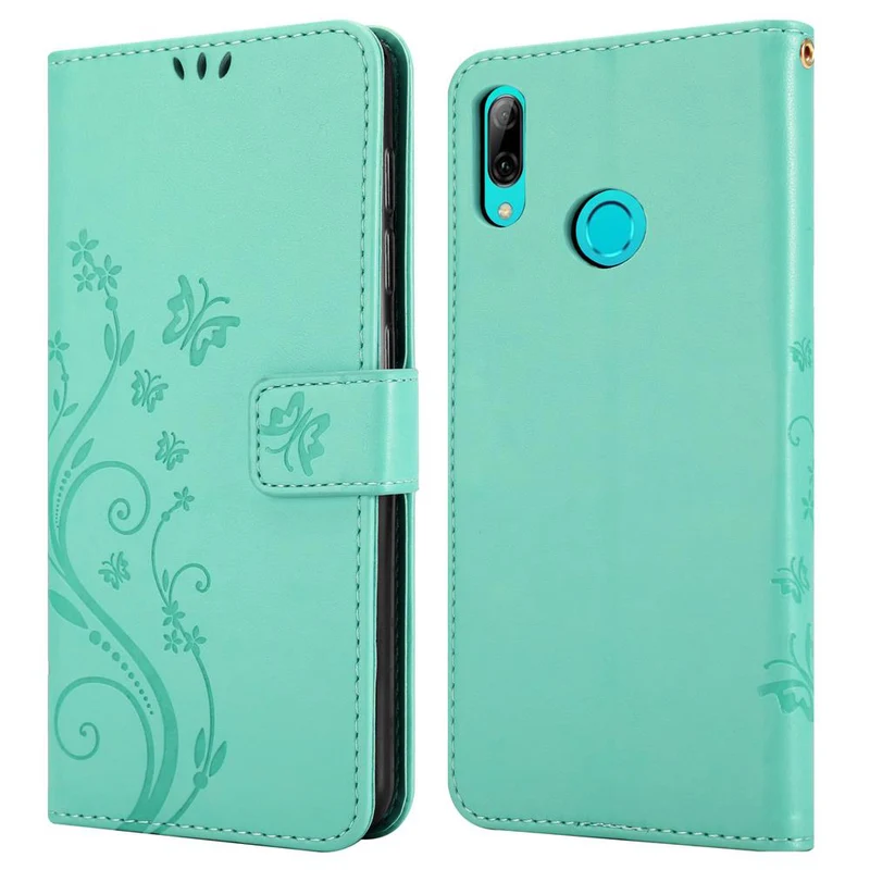 Cadorabo Hülle kompatibel mit Honor 10 LITE / Huawei P SMART 2019 Schutzhülle im Blumen Design mit Magnetverschluss, Standfunktion und Kartenfächern