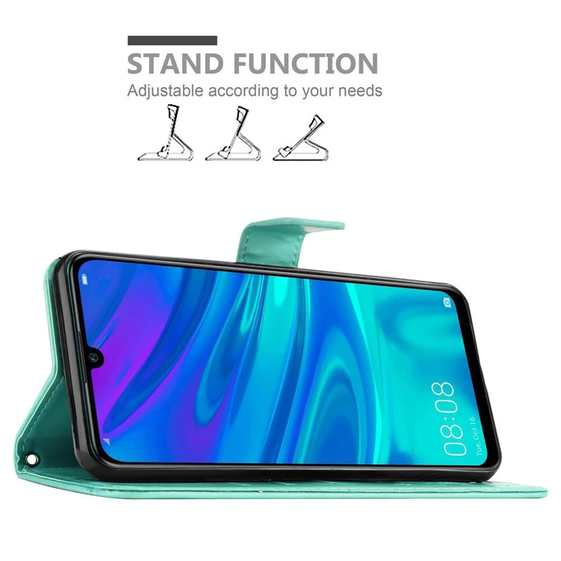 Cadorabo Hülle kompatibel mit Honor 10 LITE / Huawei P SMART 2019 Schutzhülle im Blumen Design mit Magnetverschluss, Standfunktion und Kartenfächern