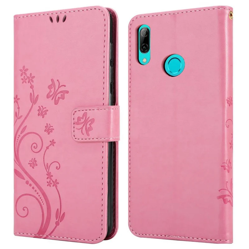 Cadorabo Hülle kompatibel mit Honor 10 LITE / Huawei P SMART 2019 Schutzhülle im Blumen Design mit Magnetverschluss, Standfunktion und Kartenfächern