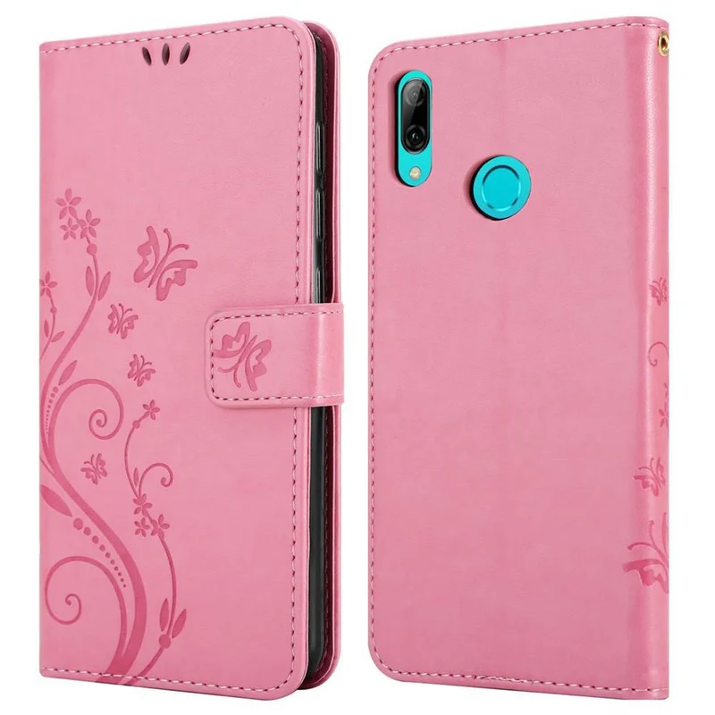 Cadorabo Hülle kompatibel mit Honor 10 LITE / Huawei P SMART 2019 Schutzhülle im Blumen Design mit Magnetverschluss, Standfunktion und Kartenfächern