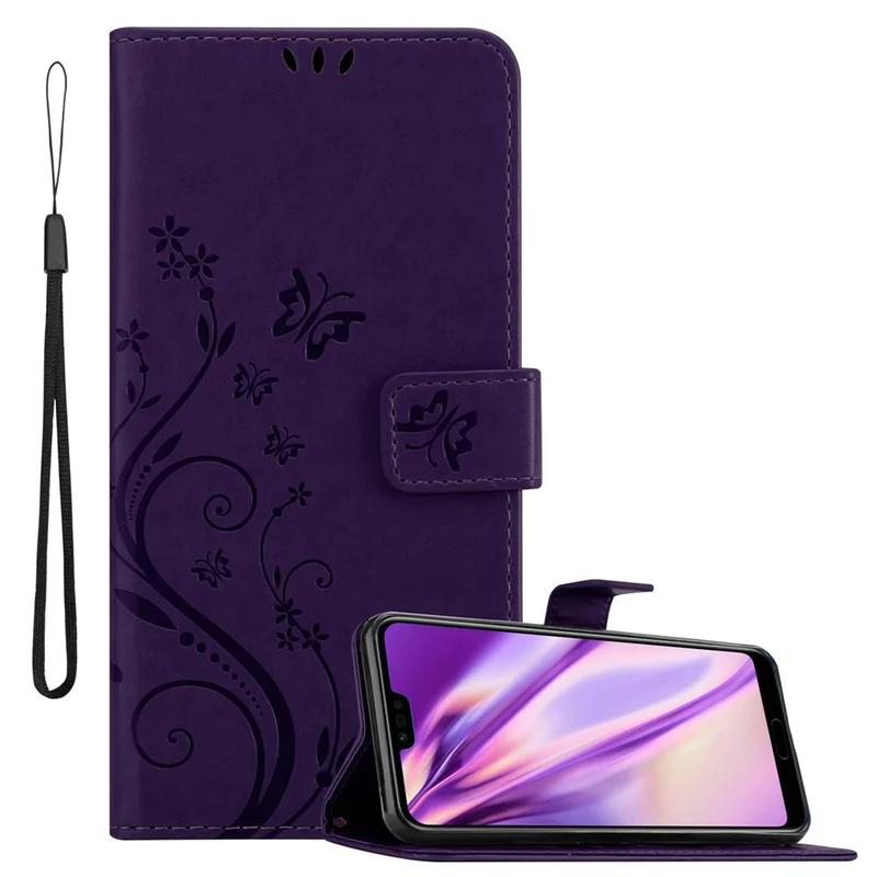 Cadorabo Hülle kompatibel mit Honor 10 Schutzhülle im Blumen Design mit Magnetverschluss, Standfunktion und Kartenfächern