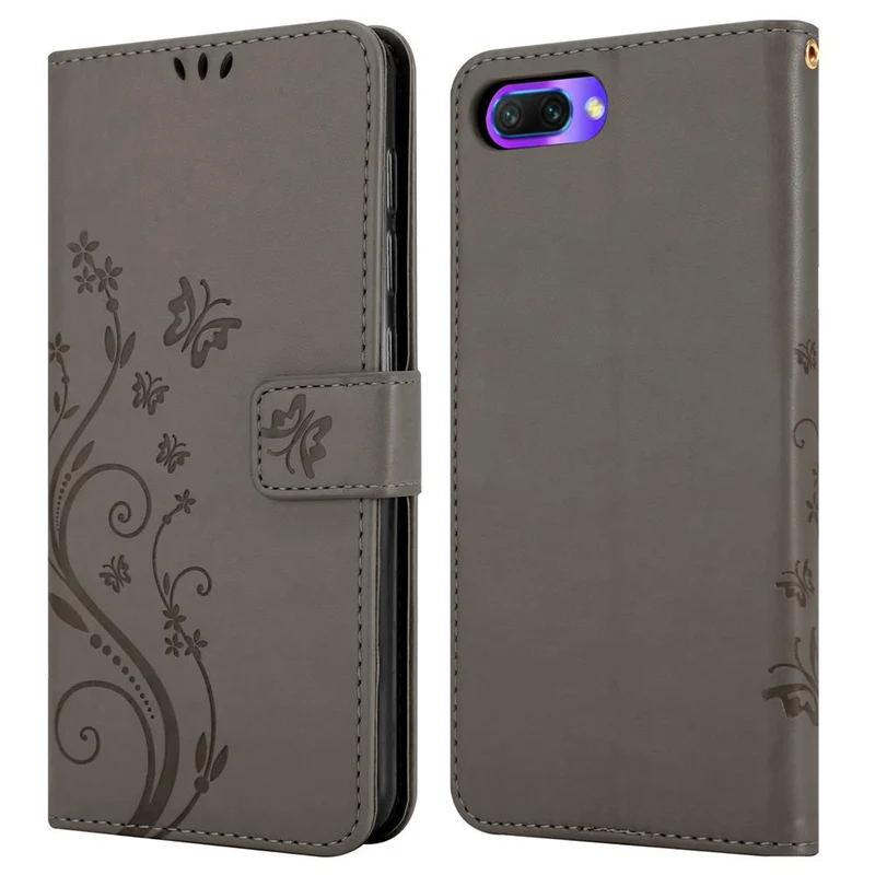 Cadorabo Hülle kompatibel mit Honor 10 Schutzhülle im Blumen Design mit Magnetverschluss, Standfunktion und Kartenfächern