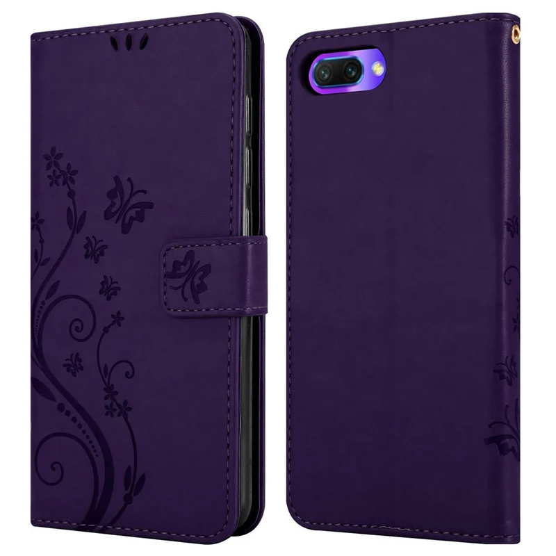 Cadorabo Hülle kompatibel mit Honor 10 Schutzhülle im Blumen Design mit Magnetverschluss, Standfunktion und Kartenfächern