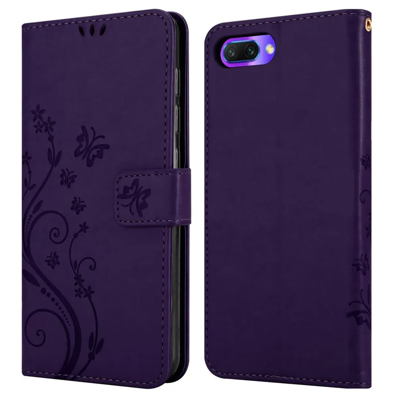 Cadorabo Hülle kompatibel mit Honor 10 Schutzhülle im Blumen Design mit Magnetverschluss, Standfunktion und Kartenfächern