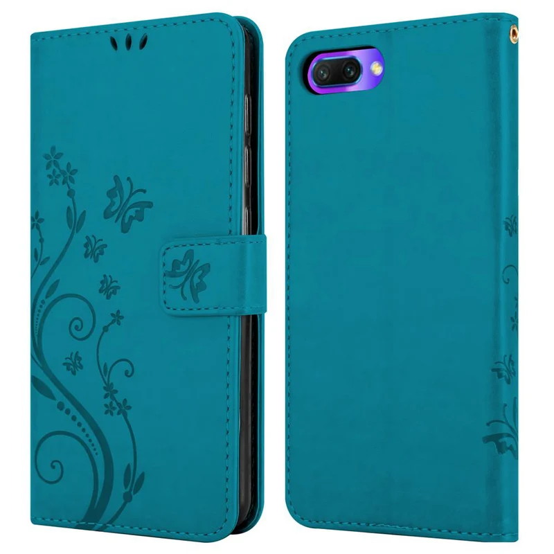 Cadorabo Hülle kompatibel mit Honor 10 Schutzhülle im Blumen Design mit Magnetverschluss, Standfunktion und Kartenfächern