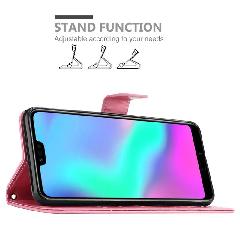 Cadorabo Hülle kompatibel mit Honor 10 Schutzhülle im Blumen Design mit Magnetverschluss, Standfunktion und Kartenfächern