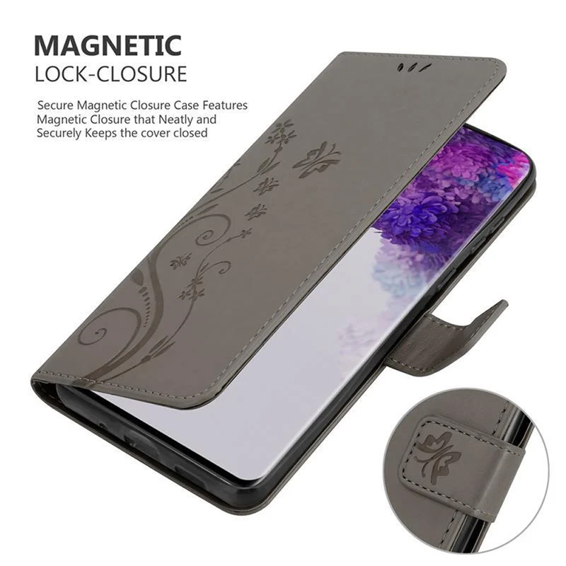 Cadorabo Hülle kompatibel mit Samsung Galaxy S20 ULTRA Schutzhülle im Blumen Design mit Magnetverschluss, Standfunktion und Kartenfächern