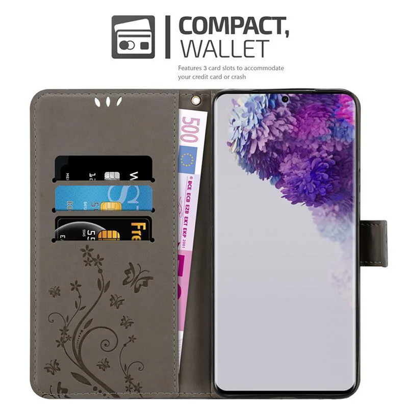 Cadorabo Hülle kompatibel mit Samsung Galaxy S20 ULTRA Schutzhülle im Blumen Design mit Magnetverschluss, Standfunktion und Kartenfächern