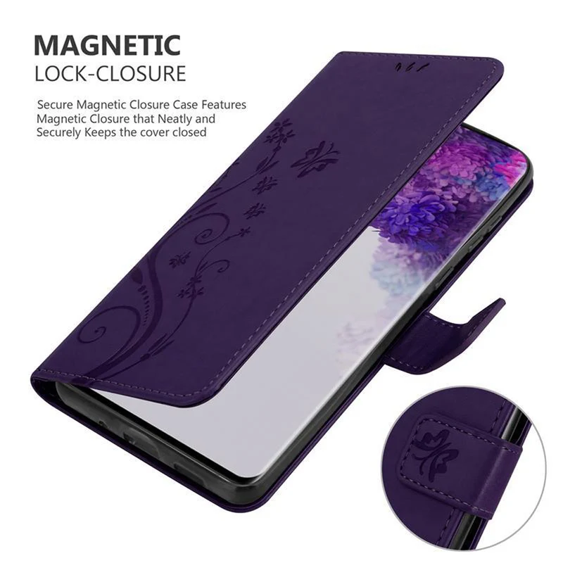 Cadorabo Hülle kompatibel mit Samsung Galaxy S20 ULTRA Schutzhülle im Blumen Design mit Magnetverschluss, Standfunktion und Kartenfächern