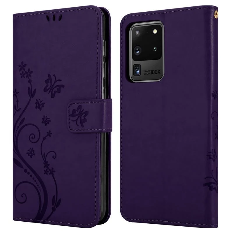 Cadorabo Hülle kompatibel mit Samsung Galaxy S20 ULTRA Schutzhülle im Blumen Design mit Magnetverschluss, Standfunktion und Kartenfächern