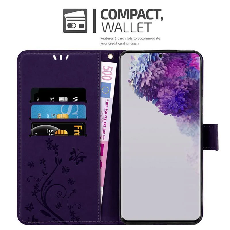 Cadorabo Hülle kompatibel mit Samsung Galaxy S20 ULTRA Schutzhülle im Blumen Design mit Magnetverschluss, Standfunktion und Kartenfächern