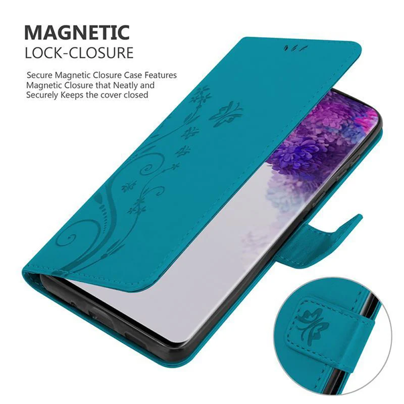 Cadorabo Hülle kompatibel mit Samsung Galaxy S20 ULTRA Schutzhülle im Blumen Design mit Magnetverschluss, Standfunktion und Kartenfächern