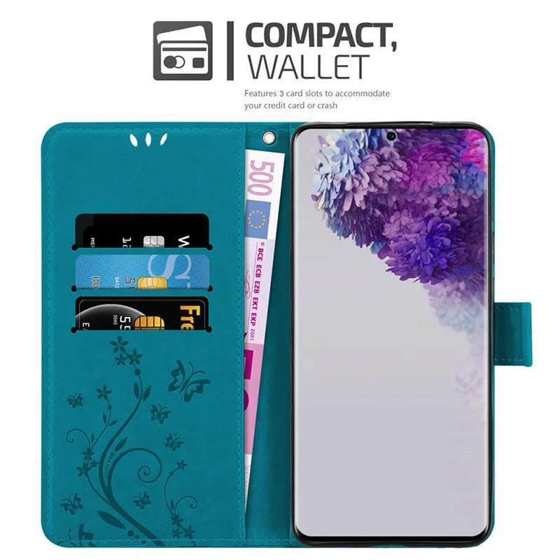 Cadorabo Hülle kompatibel mit Samsung Galaxy S20 ULTRA Schutzhülle im Blumen Design mit Magnetverschluss, Standfunktion und Kartenfächern