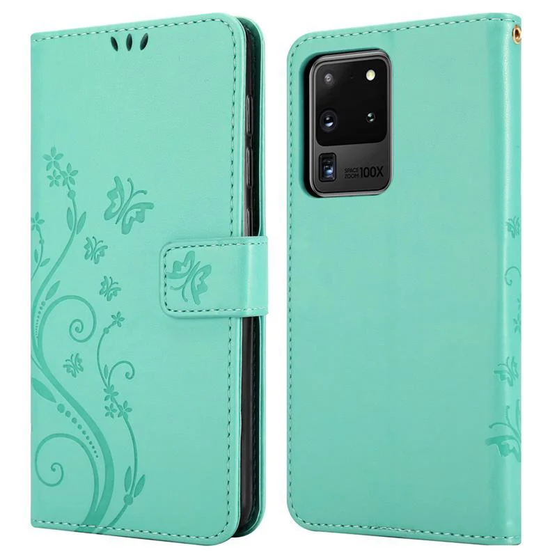 Cadorabo Hülle kompatibel mit Samsung Galaxy S20 ULTRA Schutzhülle im Blumen Design mit Magnetverschluss, Standfunktion und Kartenfächern