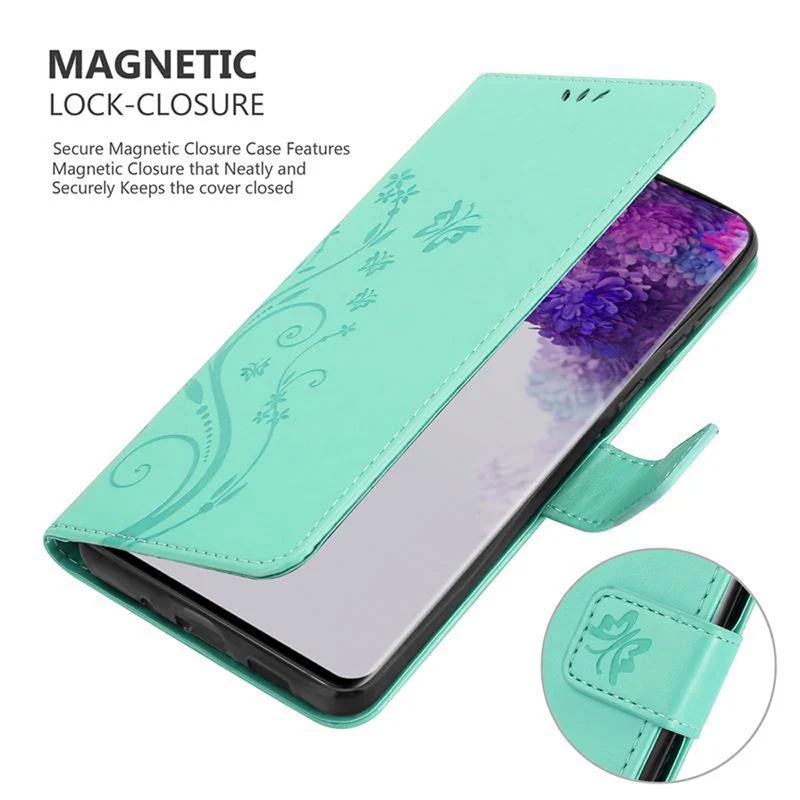 Cadorabo Hülle kompatibel mit Samsung Galaxy S20 ULTRA Schutzhülle im Blumen Design mit Magnetverschluss, Standfunktion und Kartenfächern