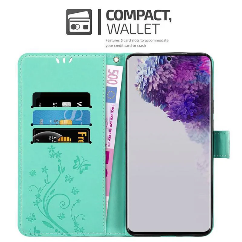 Cadorabo Hülle kompatibel mit Samsung Galaxy S20 ULTRA Schutzhülle im Blumen Design mit Magnetverschluss, Standfunktion und Kartenfächern