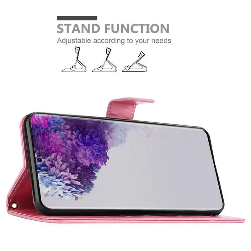 Cadorabo Hülle kompatibel mit Samsung Galaxy S20 ULTRA Schutzhülle im Blumen Design mit Magnetverschluss, Standfunktion und Kartenfächern