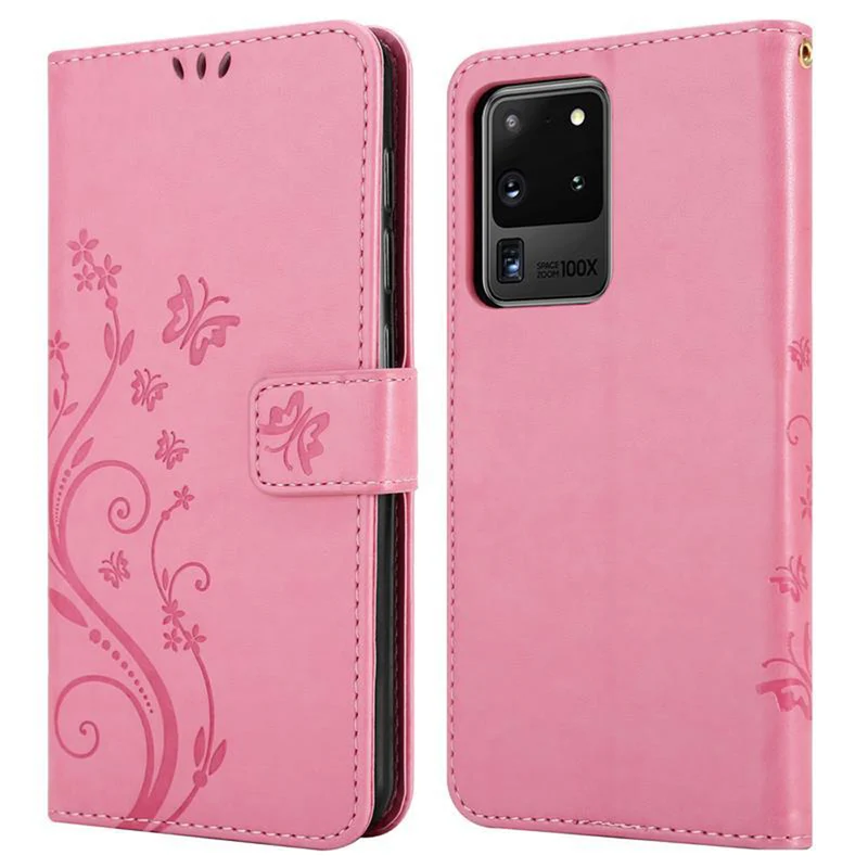 Cadorabo Hülle kompatibel mit Samsung Galaxy S20 ULTRA Schutzhülle im Blumen Design mit Magnetverschluss, Standfunktion und Kartenfächern