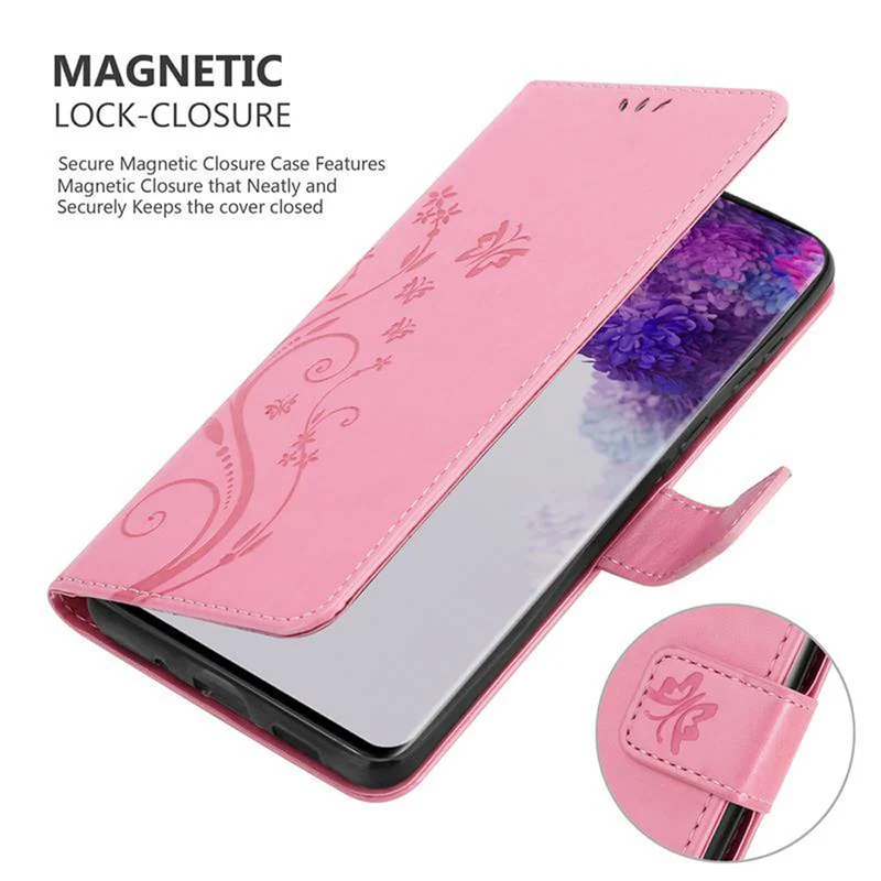 Cadorabo Hülle kompatibel mit Samsung Galaxy S20 ULTRA Schutzhülle im Blumen Design mit Magnetverschluss, Standfunktion und Kartenfächern