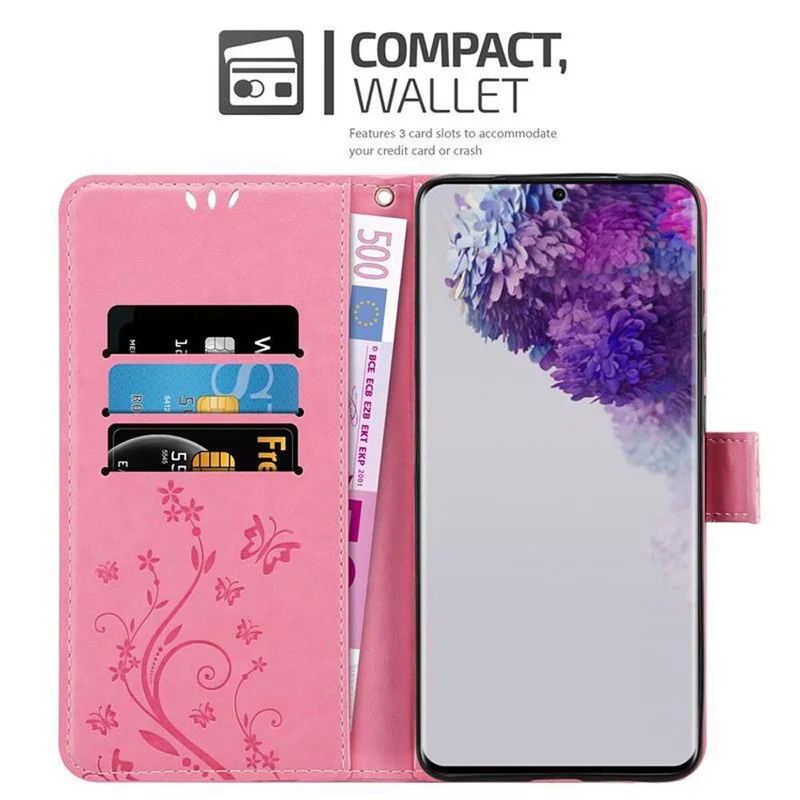 Cadorabo Hülle kompatibel mit Samsung Galaxy S20 ULTRA Schutzhülle im Blumen Design mit Magnetverschluss, Standfunktion und Kartenfächern