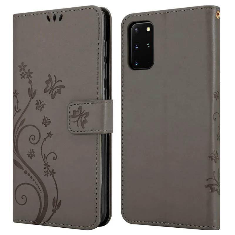 Cadorabo Hülle kompatibel mit Samsung Galaxy S20 PLUS Schutzhülle im Blumen Design mit Magnetverschluss, Standfunktion und Kartenfächern