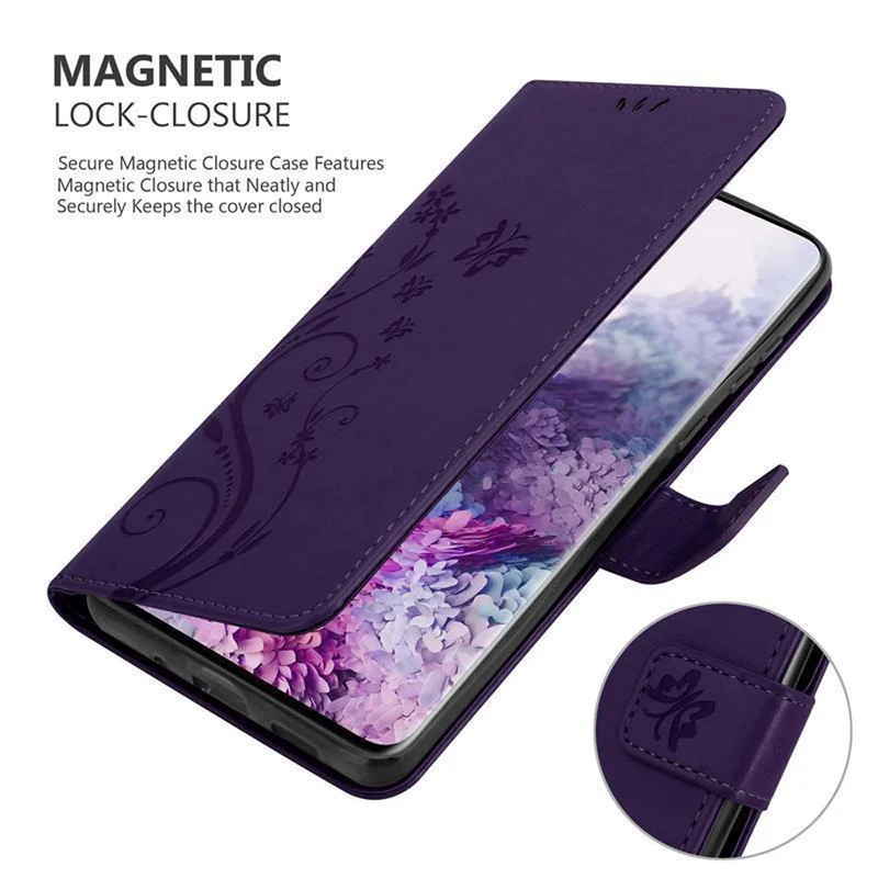 Cadorabo Hülle kompatibel mit Samsung Galaxy S20 PLUS Schutzhülle im Blumen Design mit Magnetverschluss, Standfunktion und Kartenfächern
