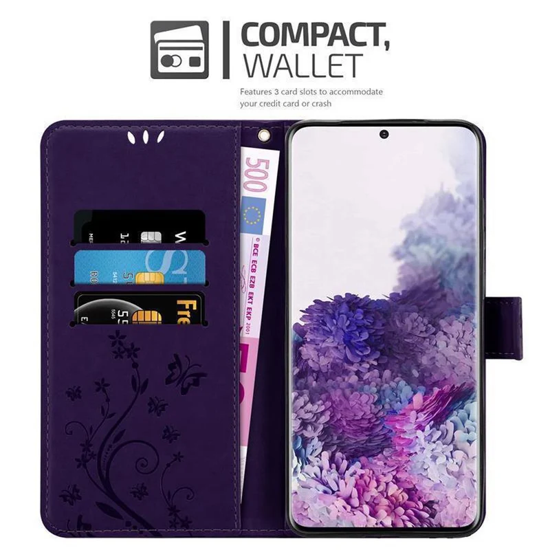 Cadorabo Hülle kompatibel mit Samsung Galaxy S20 PLUS Schutzhülle im Blumen Design mit Magnetverschluss, Standfunktion und Kartenfächern