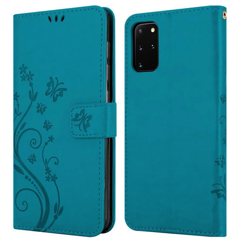 Cadorabo Hülle kompatibel mit Samsung Galaxy S20 PLUS Schutzhülle im Blumen Design mit Magnetverschluss, Standfunktion und Kartenfächern
