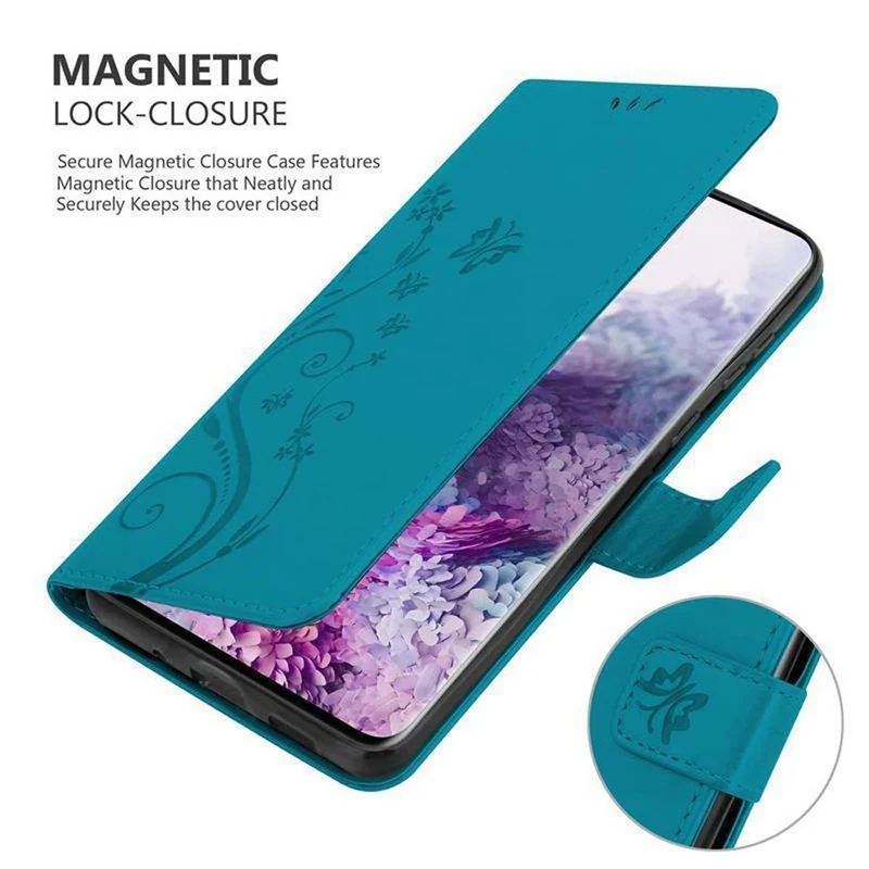 Cadorabo Hülle kompatibel mit Samsung Galaxy S20 PLUS Schutzhülle im Blumen Design mit Magnetverschluss, Standfunktion und Kartenfächern