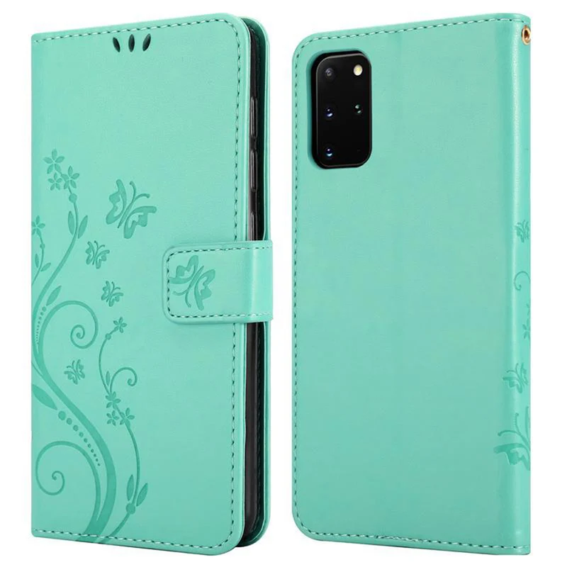 Cadorabo Hülle kompatibel mit Samsung Galaxy S20 PLUS Schutzhülle im Blumen Design mit Magnetverschluss, Standfunktion und Kartenfächern