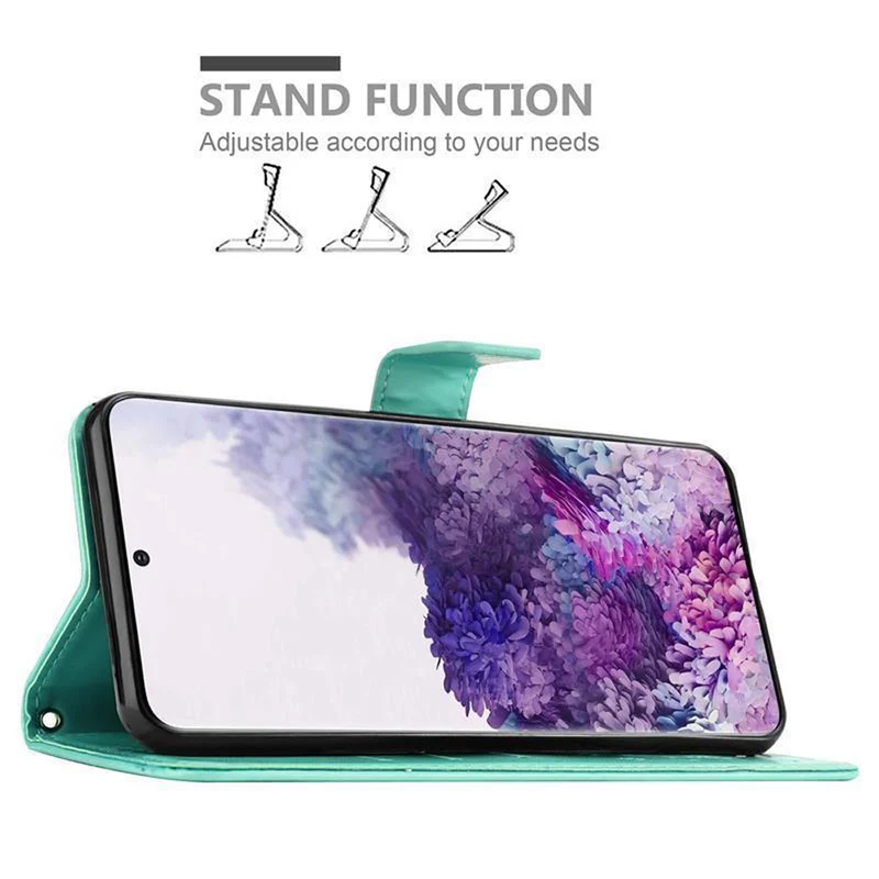 Cadorabo Hülle kompatibel mit Samsung Galaxy S20 PLUS Schutzhülle im Blumen Design mit Magnetverschluss, Standfunktion und Kartenfächern