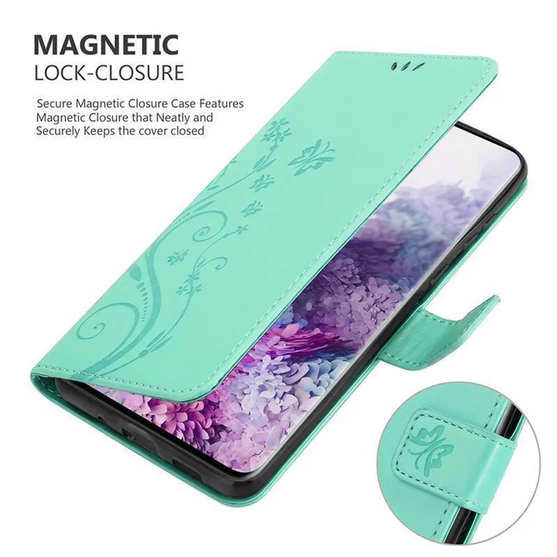 Cadorabo Hülle kompatibel mit Samsung Galaxy S20 PLUS Schutzhülle im Blumen Design mit Magnetverschluss, Standfunktion und Kartenfächern