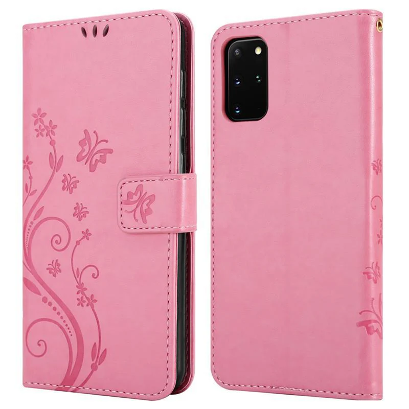 Cadorabo Hülle kompatibel mit Samsung Galaxy S20 PLUS Schutzhülle im Blumen Design mit Magnetverschluss, Standfunktion und Kartenfächern