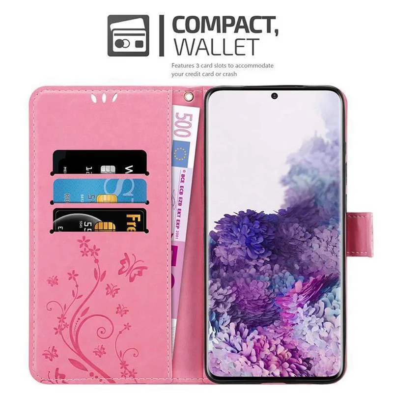 Cadorabo Hülle kompatibel mit Samsung Galaxy S20 PLUS Schutzhülle im Blumen Design mit Magnetverschluss, Standfunktion und Kartenfächern