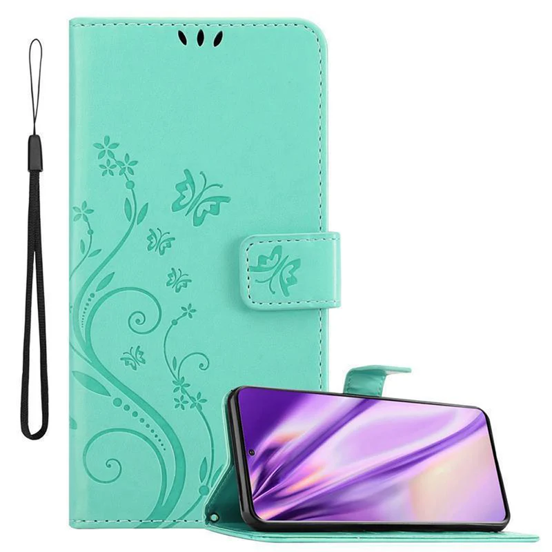 Cadorabo Hülle kompatibel mit Samsung Galaxy S20 Schutzhülle im Blumen Design mit Magnetverschluss, Standfunktion und Kartenfächern