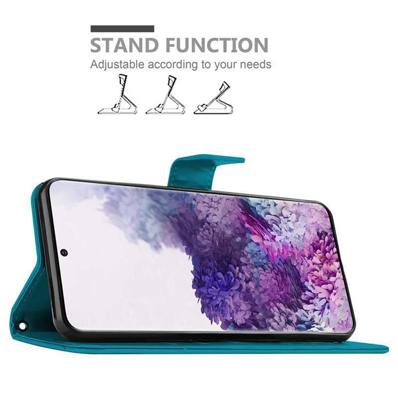 Cadorabo Hülle kompatibel mit Samsung Galaxy S20 Schutzhülle im Blumen Design mit Magnetverschluss, Standfunktion und Kartenfächern