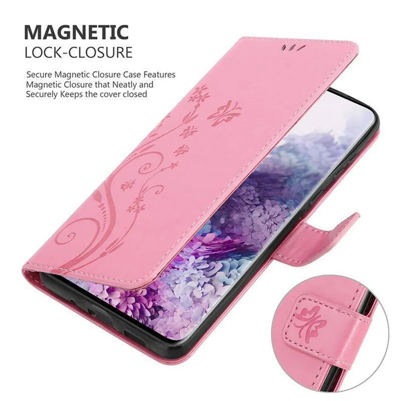 Cadorabo Hülle kompatibel mit Samsung Galaxy S20 Schutzhülle im Blumen Design mit Magnetverschluss, Standfunktion und Kartenfächern
