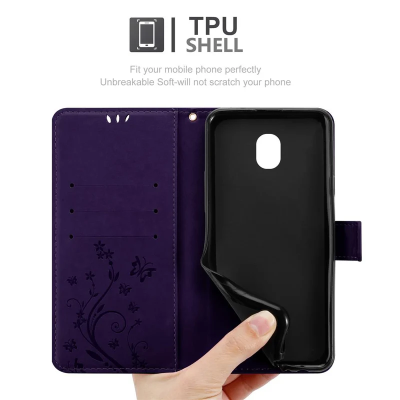 Cadorabo Hülle kompatibel mit Samsung Galaxy J7 2018 Schutzhülle im Blumen Design mit Magnetverschluss, Standfunktion und Kartenfächern