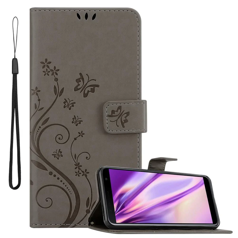 Cadorabo Hülle kompatibel mit Samsung Galaxy J6 PLUS Schutzhülle im Blumen Design mit Magnetverschluss, Standfunktion und Kartenfächern
