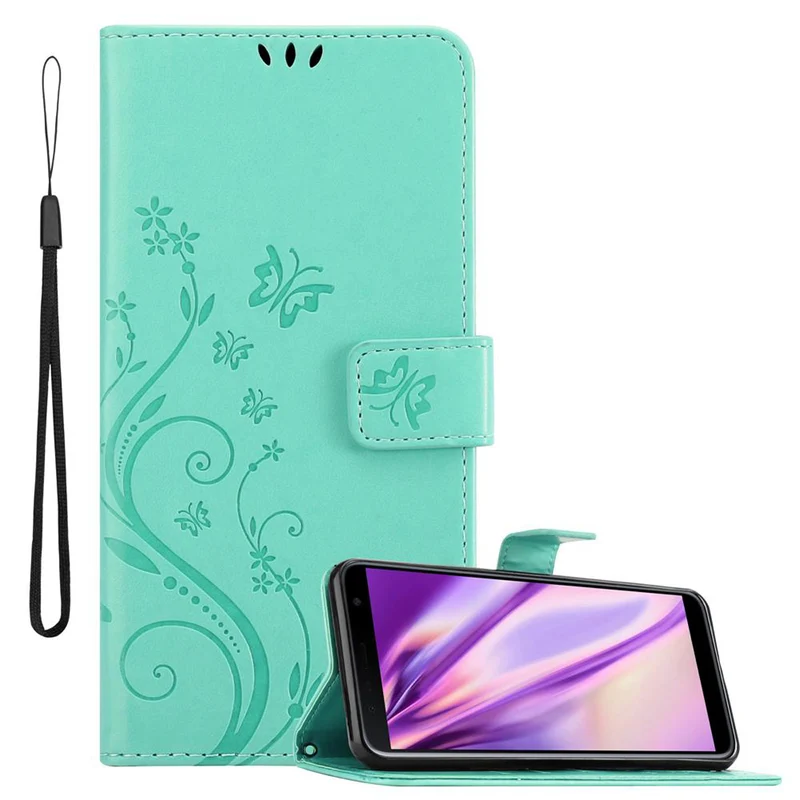 Cadorabo Hülle kompatibel mit Samsung Galaxy J6 PLUS Schutzhülle im Blumen Design mit Magnetverschluss, Standfunktion und Kartenfächern