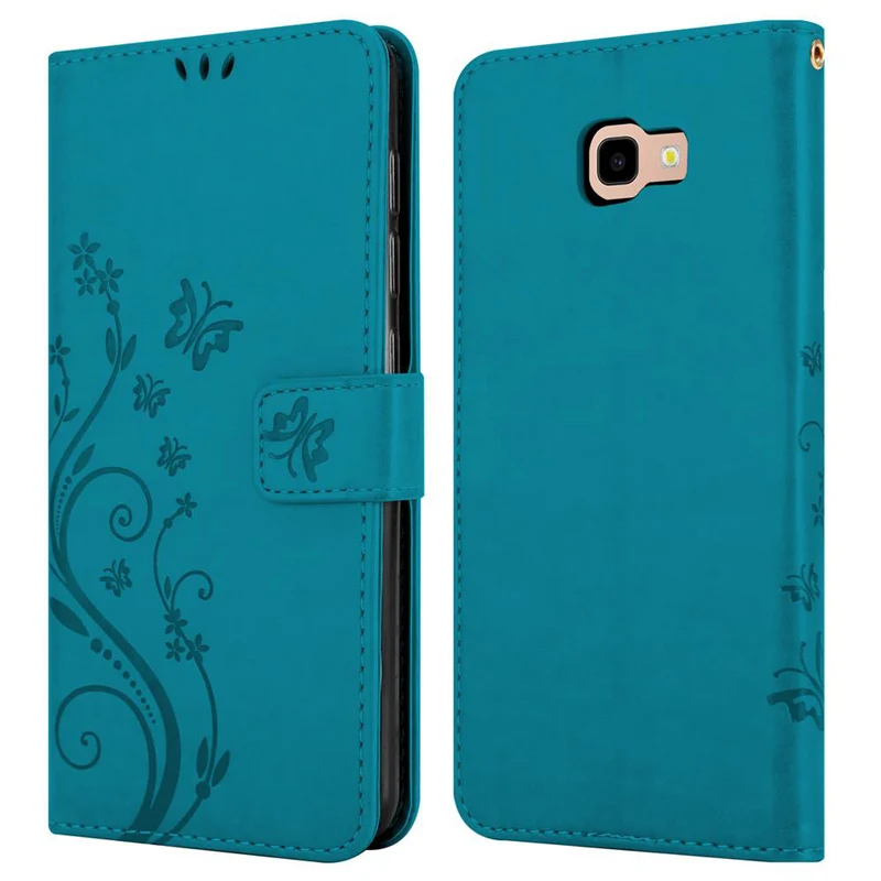 Cadorabo Hülle kompatibel mit Samsung Galaxy J4 PLUS Schutzhülle im Blumen Design mit Magnetverschluss, Standfunktion und Kartenfächern
