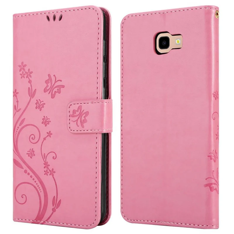 Cadorabo Hülle kompatibel mit Samsung Galaxy J4 PLUS Schutzhülle im Blumen Design mit Magnetverschluss, Standfunktion und Kartenfächern
