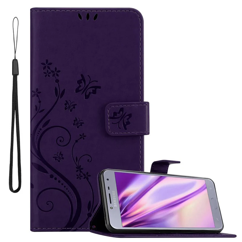 Cadorabo Hülle kompatibel mit Samsung Galaxy J4 2018 Schutzhülle im Blumen Design mit Magnetverschluss, Standfunktion und Kartenfächern