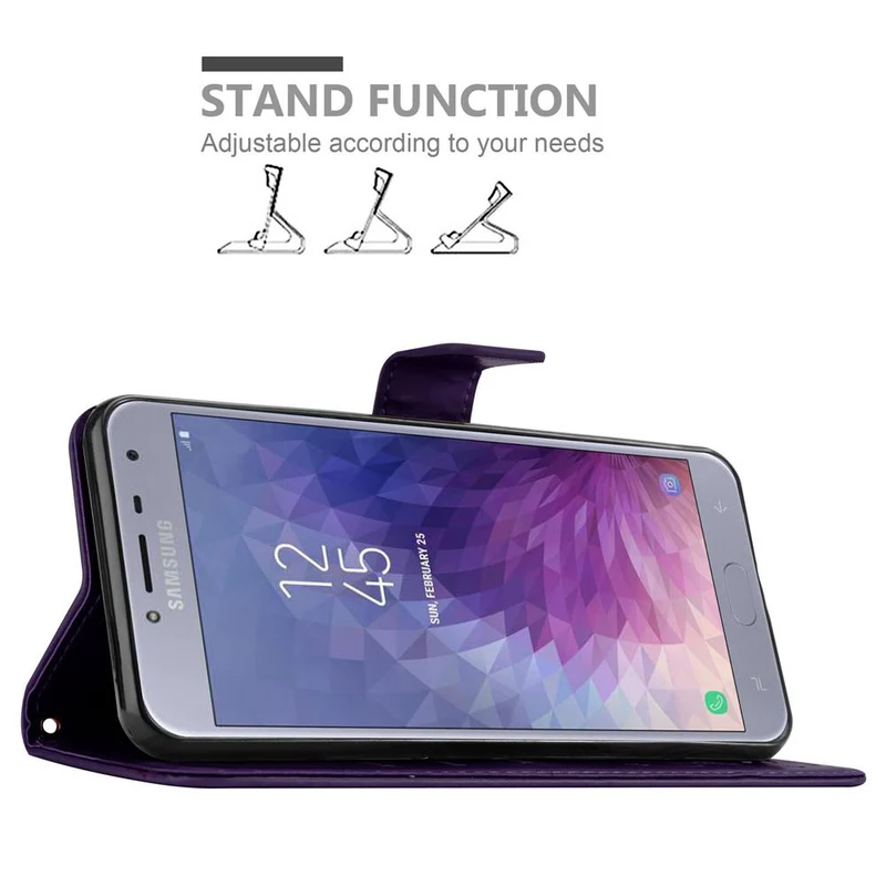 Cadorabo Hülle kompatibel mit Samsung Galaxy J4 2018 Schutzhülle im Blumen Design mit Magnetverschluss, Standfunktion und Kartenfächern