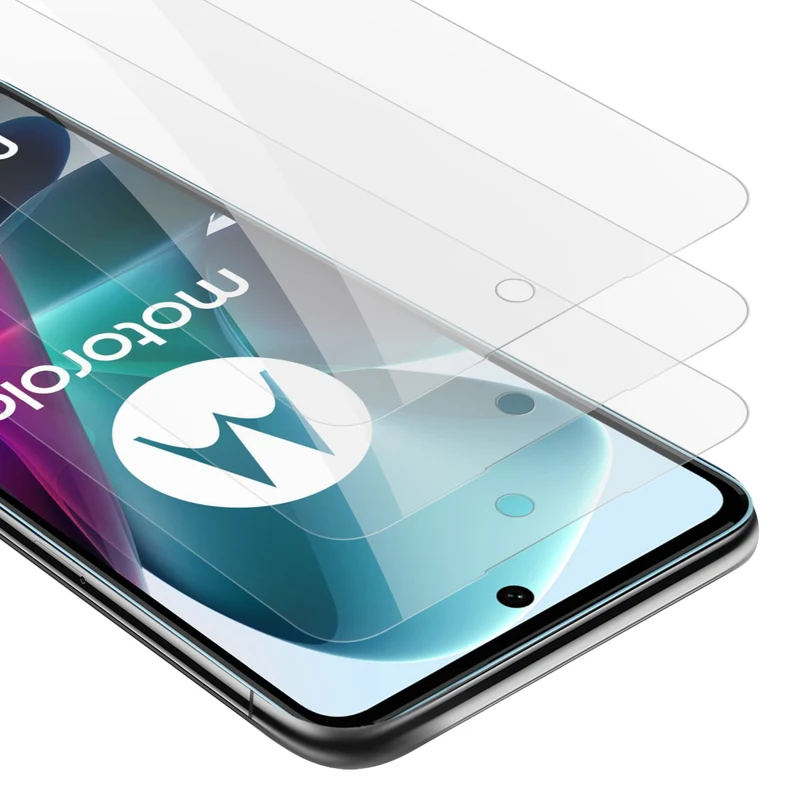 Cadorabo 3x Panzer Folie kompatibel mit Motorola MOTO G200 5G - Schutzfolie 3er Pack Gehärtetes (Tempered) Display-Schutzglas in 9H Härte mit 3D Touch Kompatibilität