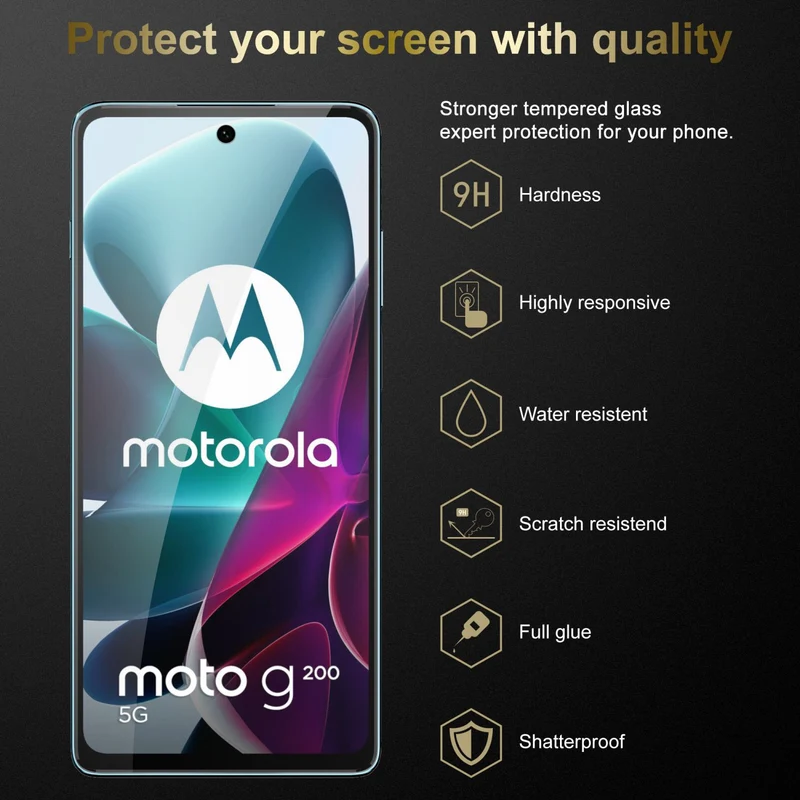 Cadorabo Panzer Folie kompatibel mit Motorola MOTO G200 5G - Schutzfolie Gehärtetes (Tempered) Display-Schutzglas in 9H Härte mit 3D Touch Kompatibilität