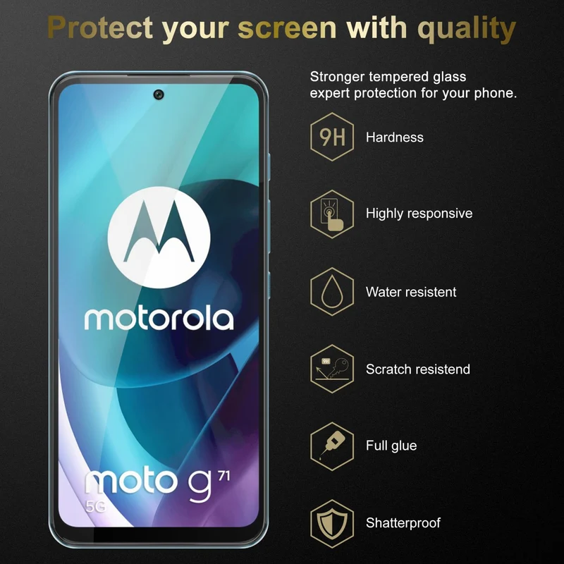 Cadorabo Panzer Folie kompatibel mit Motorola MOTO G71 5G - Schutzfolie Gehärtetes (Tempered) Display-Schutzglas in 9H Härte mit 3D Touch Kompatibilität