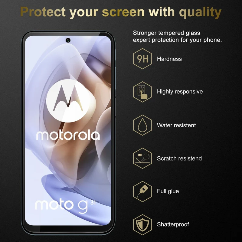 Cadorabo 3x Panzer Folie kompatibel mit Motorola MOTO G31 / G41 - Schutzfolie 3er Pack Gehärtetes (Tempered) Display-Schutzglas in 9H Härte mit 3D Touch Kompatibilität
